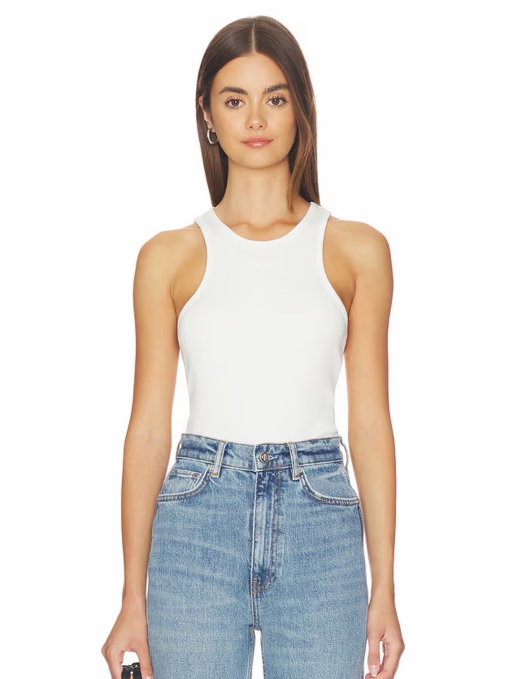 Anine Bing White High-Neck Racerback Tank